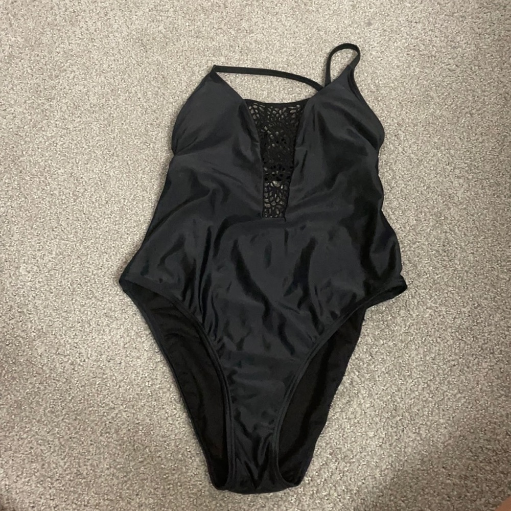 Xhilaration black cut out one-piece - M